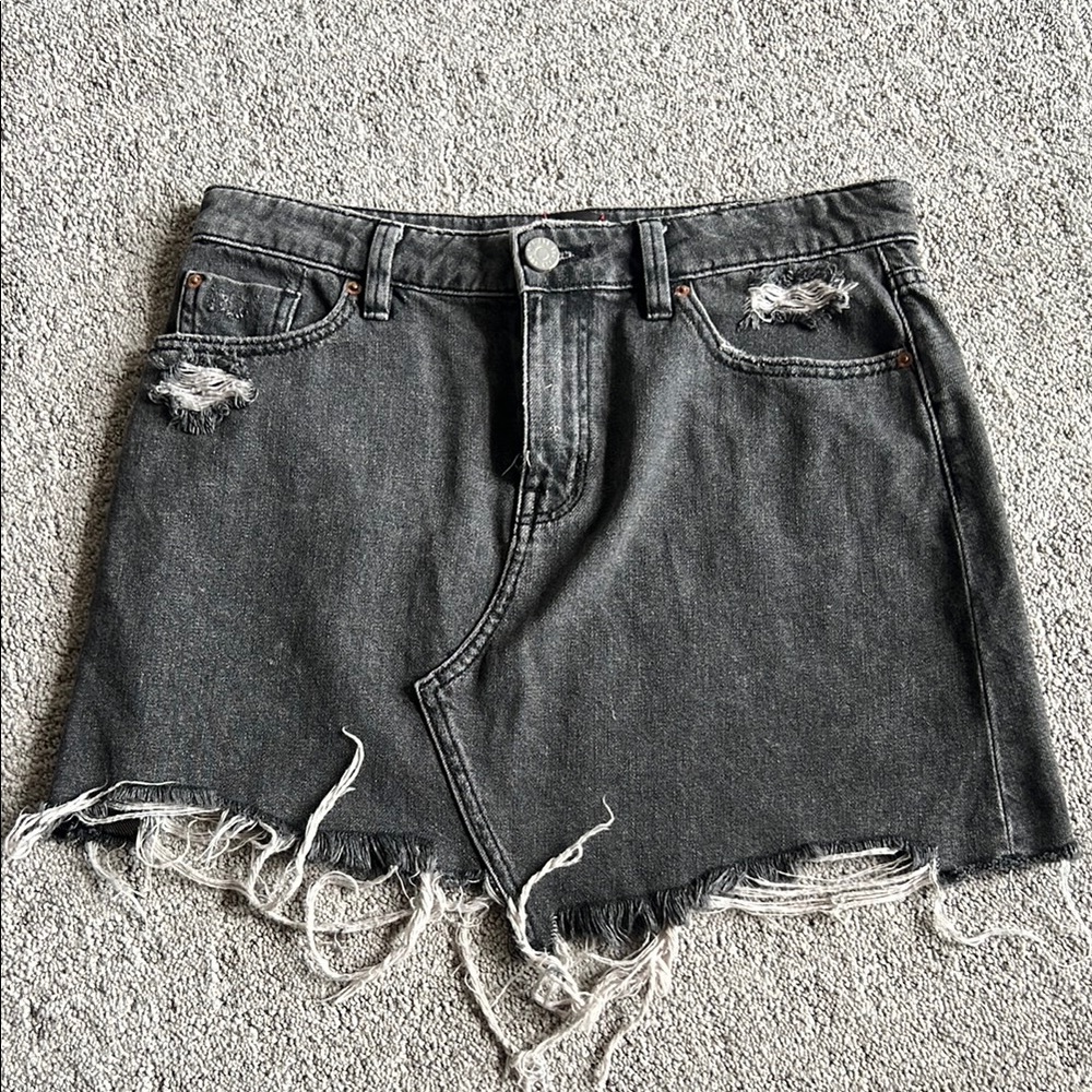 BDG Distressed Black Denim Skirt